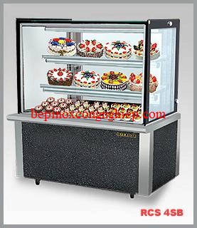 Tủ trưng bày bánh kính vuông màu bạc